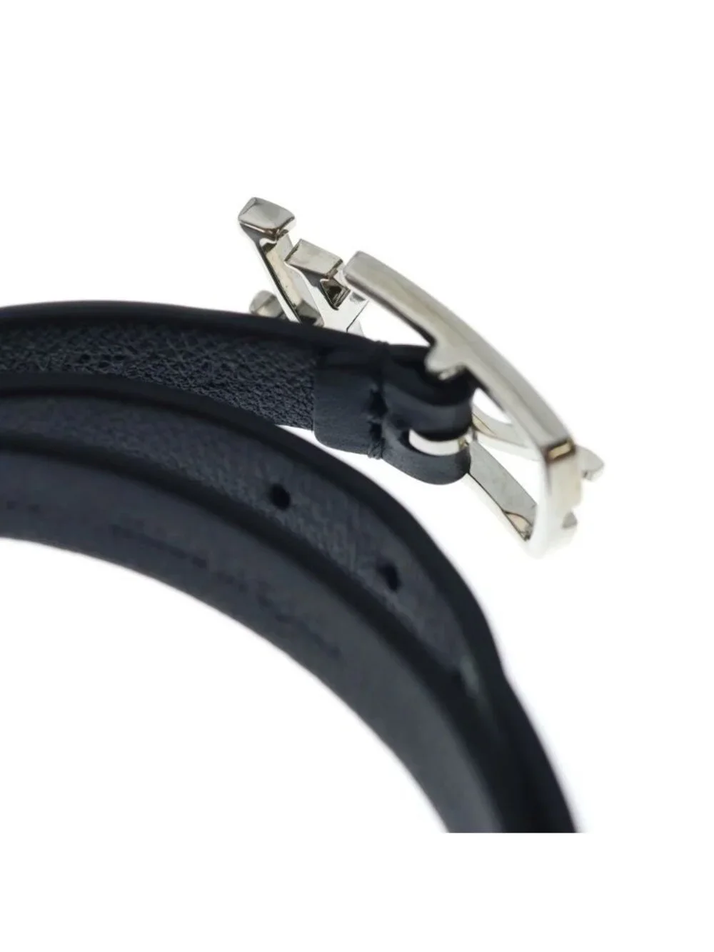 Louis Vuitton Bracelet Neogram Leather Black Silver 19